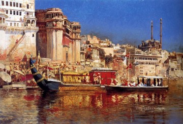 エドウィン・ロード・ウィークス Painting - ベナレスのマハラジャのはしけ ペルシャ人 エジプト人 インド人 エドウィン・ロード・ウィークス